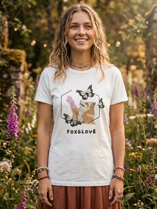 Thicc of it Designs Tops - Foxglove Original Digital Art Graphic Tee